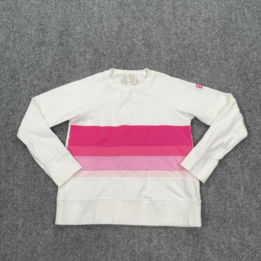 Sail To Sable Sweatshirt Womens XS White Pink Stripe Crewneck Raglan Pullover